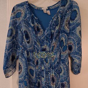 Brand: Chico's   Size: 1   Color: Blue, Green and White